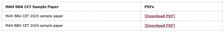 MAH BBA CET Previous Year Papers